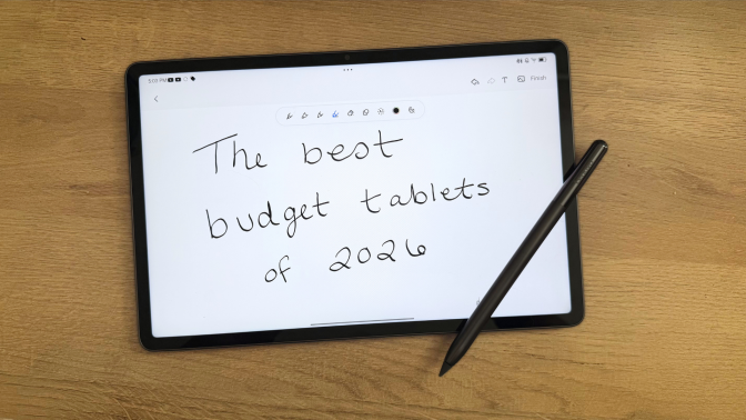 A tablet with 'The best budget tablets of 2026' written on it