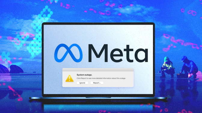 Meta logo on laptop screen