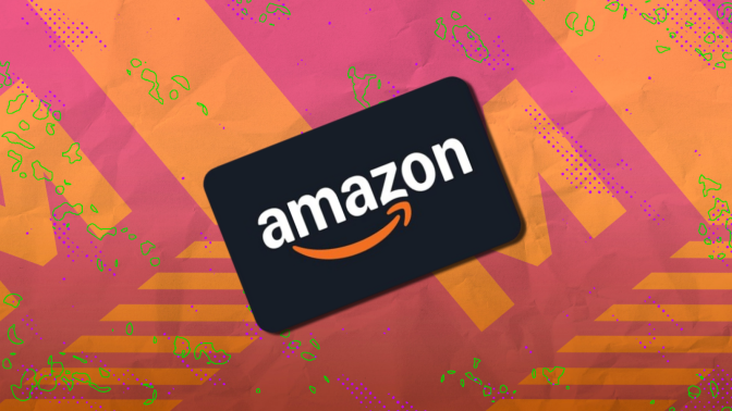 Amazon gift card with colorful background