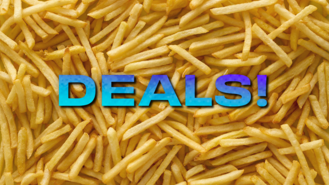 french fries with "Deals" in blue font overlaid